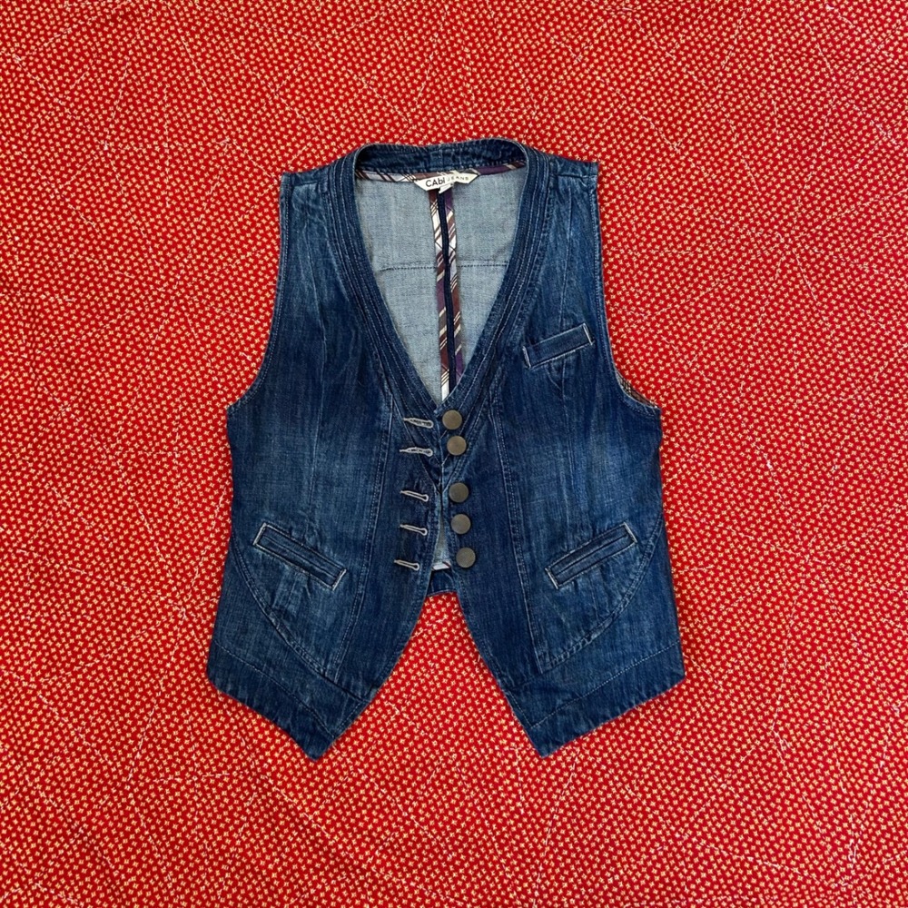 Cabi Jeans vintage 2000s Small Blue Denim Vest Button Front Waistcoat Vintage